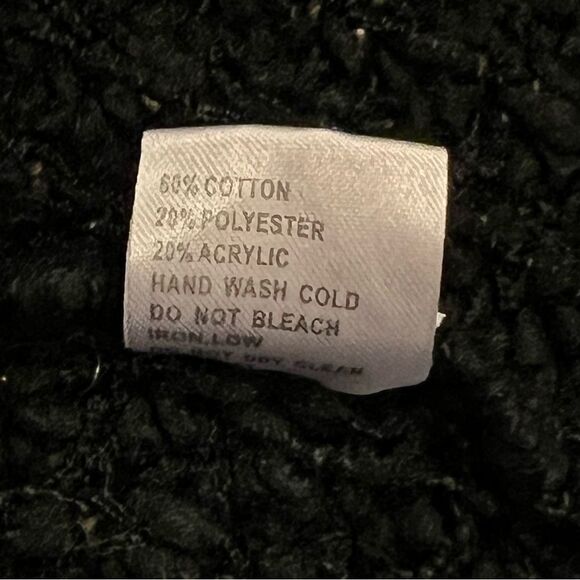 POL Black Chunky Knit Sweater Size M Patch Pockets Oversized Cozy Boho Relaxed - Picture 9 of 10